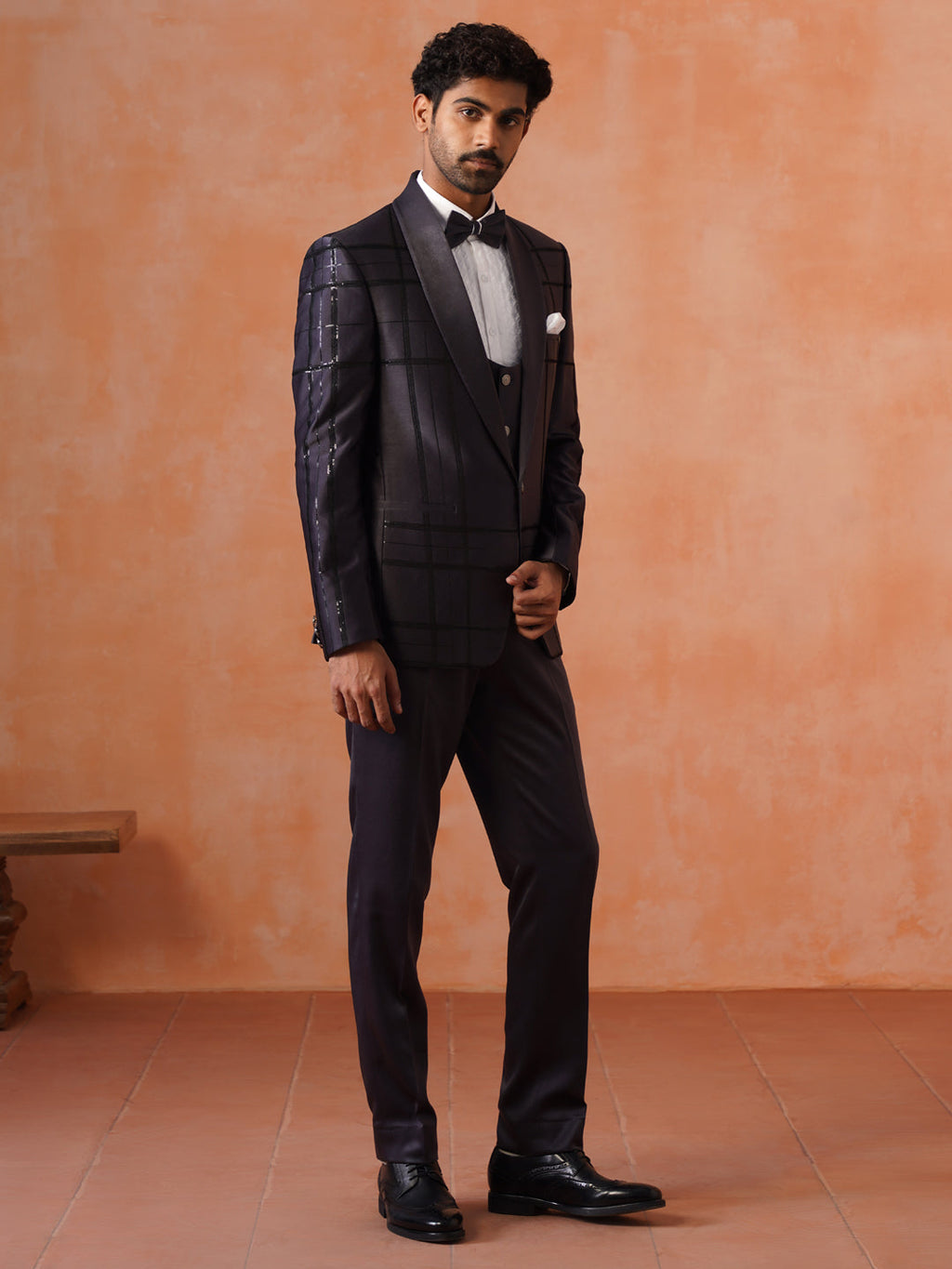 Men’s  Grey Shawl Collar Suit Set