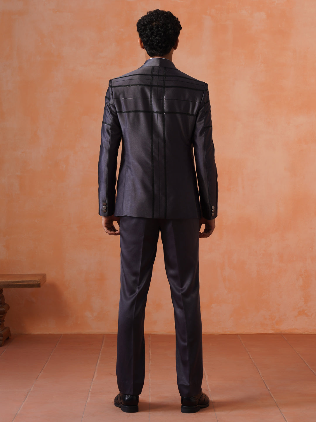 Men’s  Grey Shawl Collar Suit Set