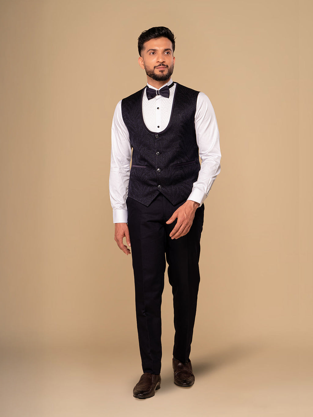 Men's Dark Purple Tuxedo With Notched Collar Suit