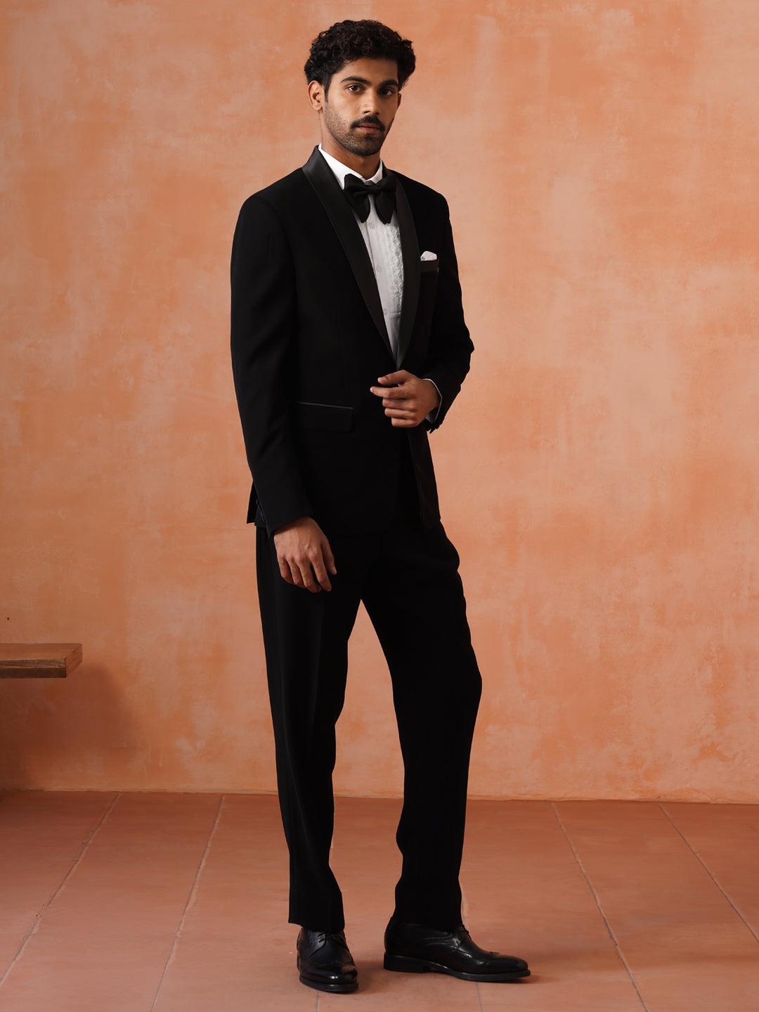 Solid Black Single Breasted 2 Piece Suit