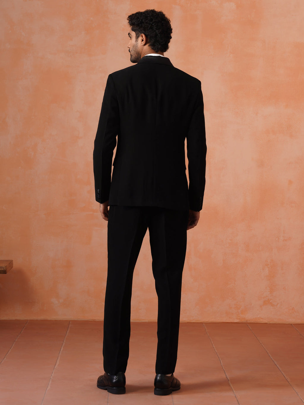 Solid Black Single Breasted 2 Piece Suit