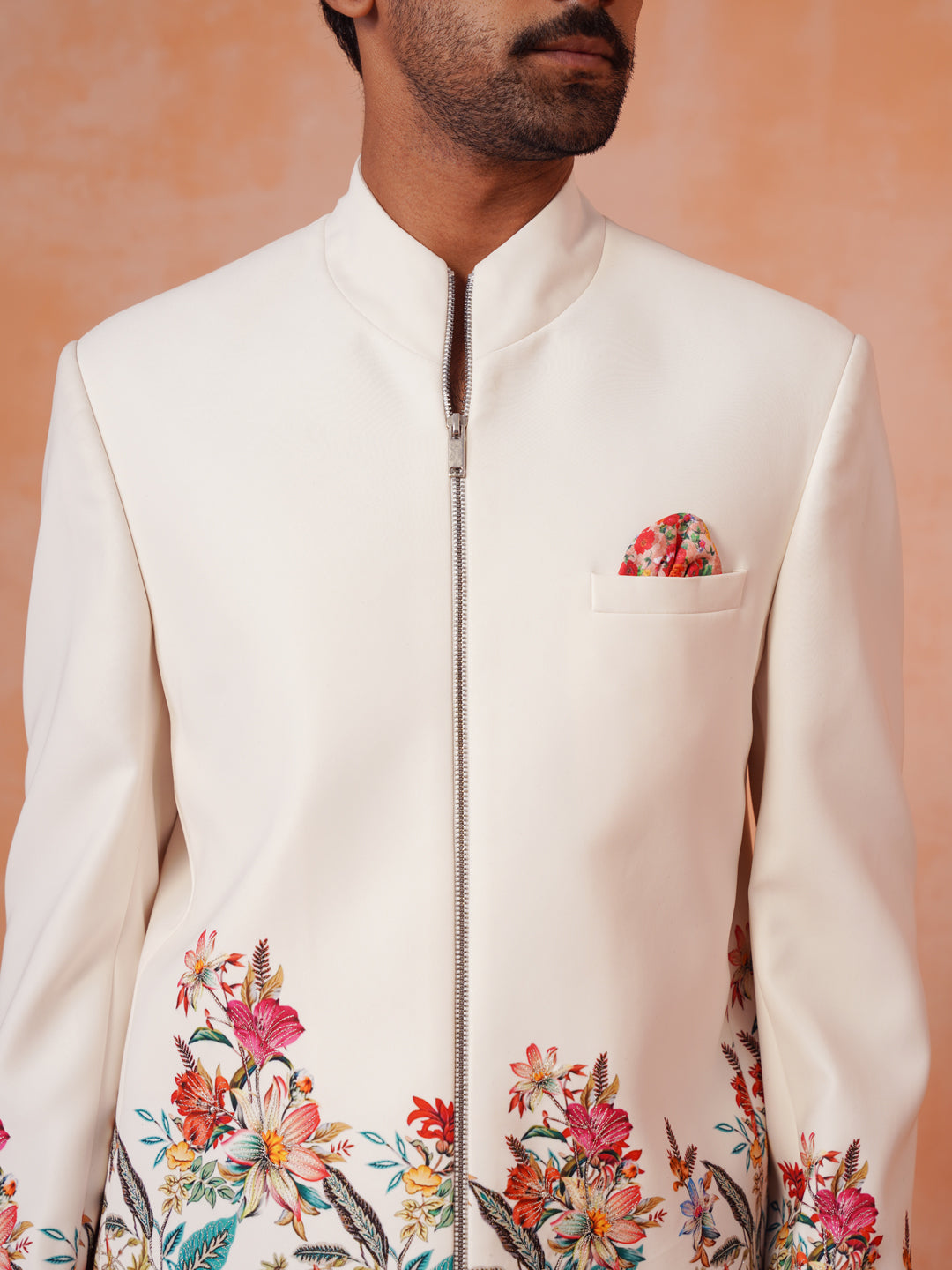 Floral Jacket With Zip Deatils