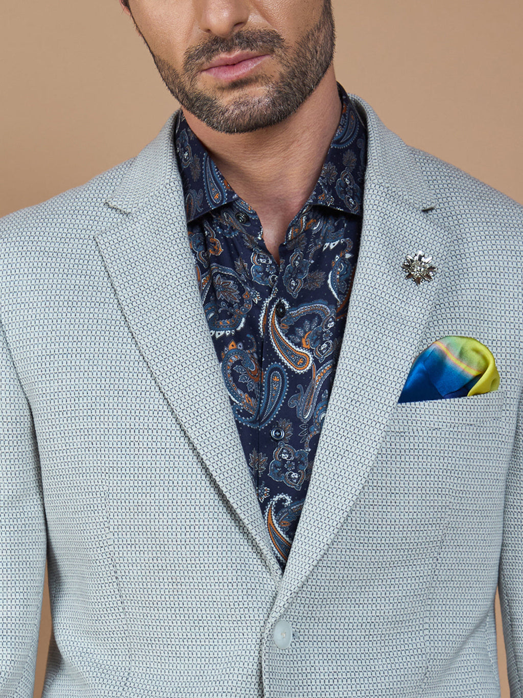 Full Sleeve Textured Grey Jacket