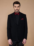 Black Geometric Pattern Jacket with Lapel Collar
