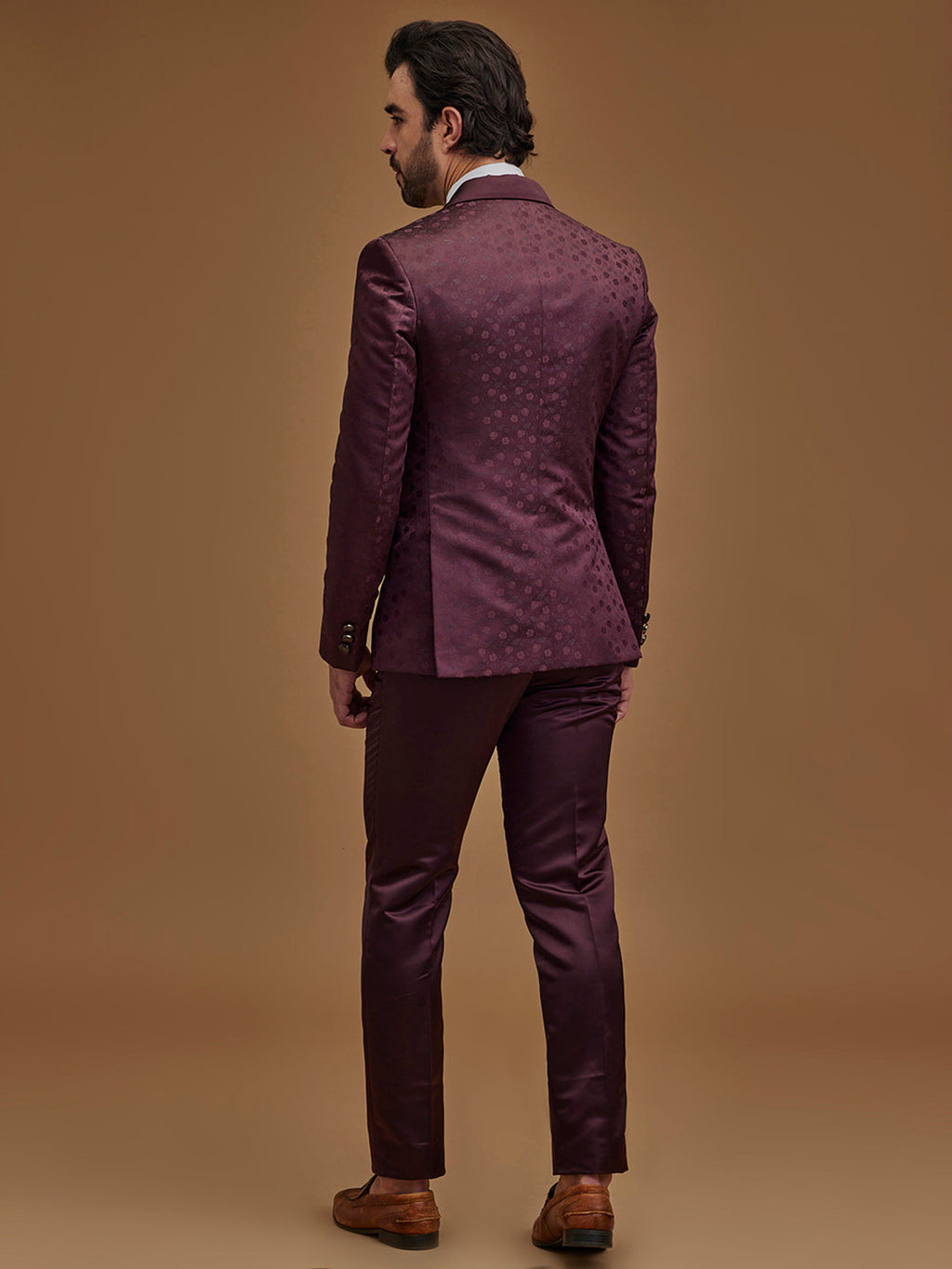 Floral Wine Single Breasted Suit