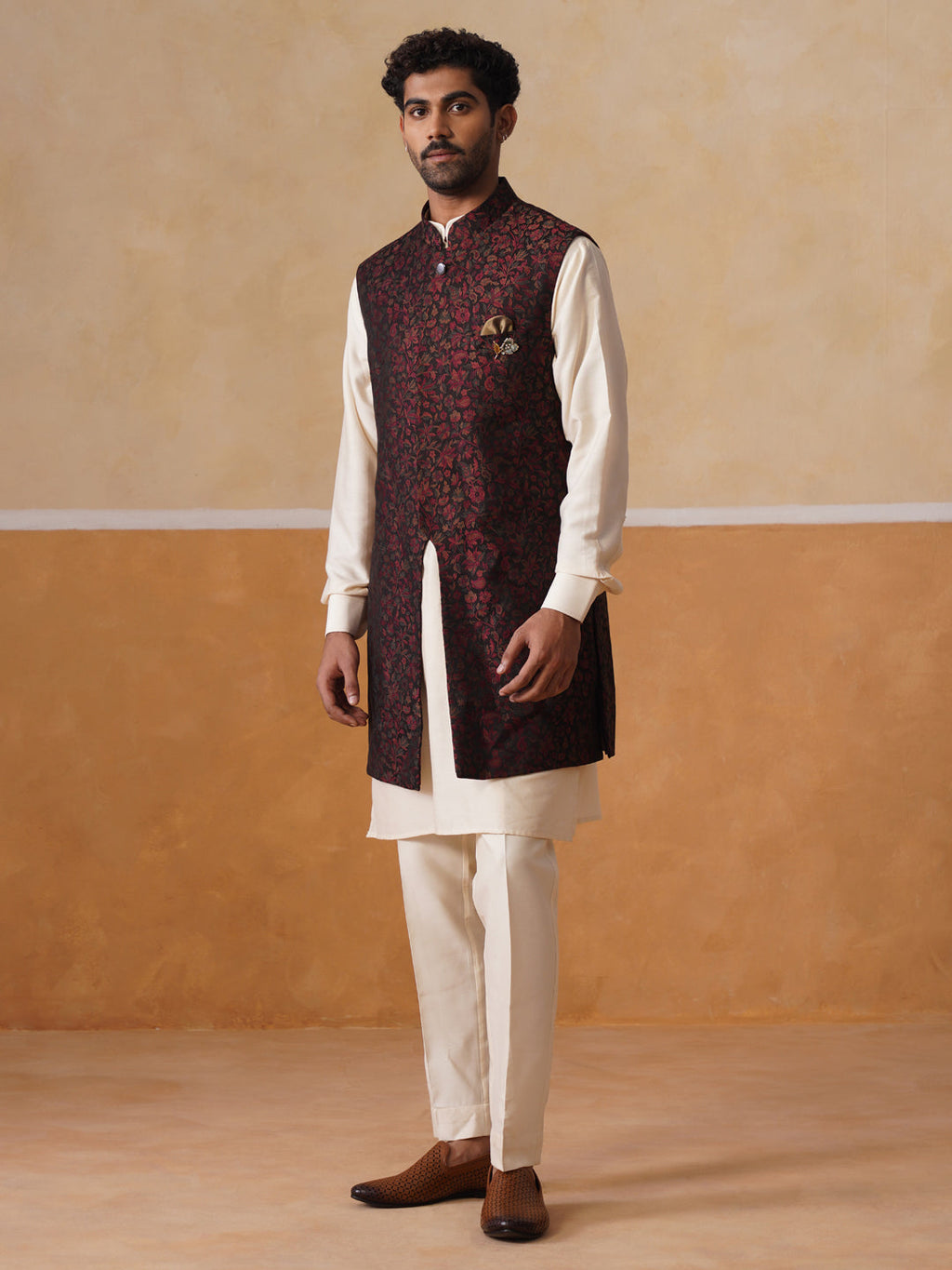 Men’s Kurta, Trouser & Long Waistcoat Set
