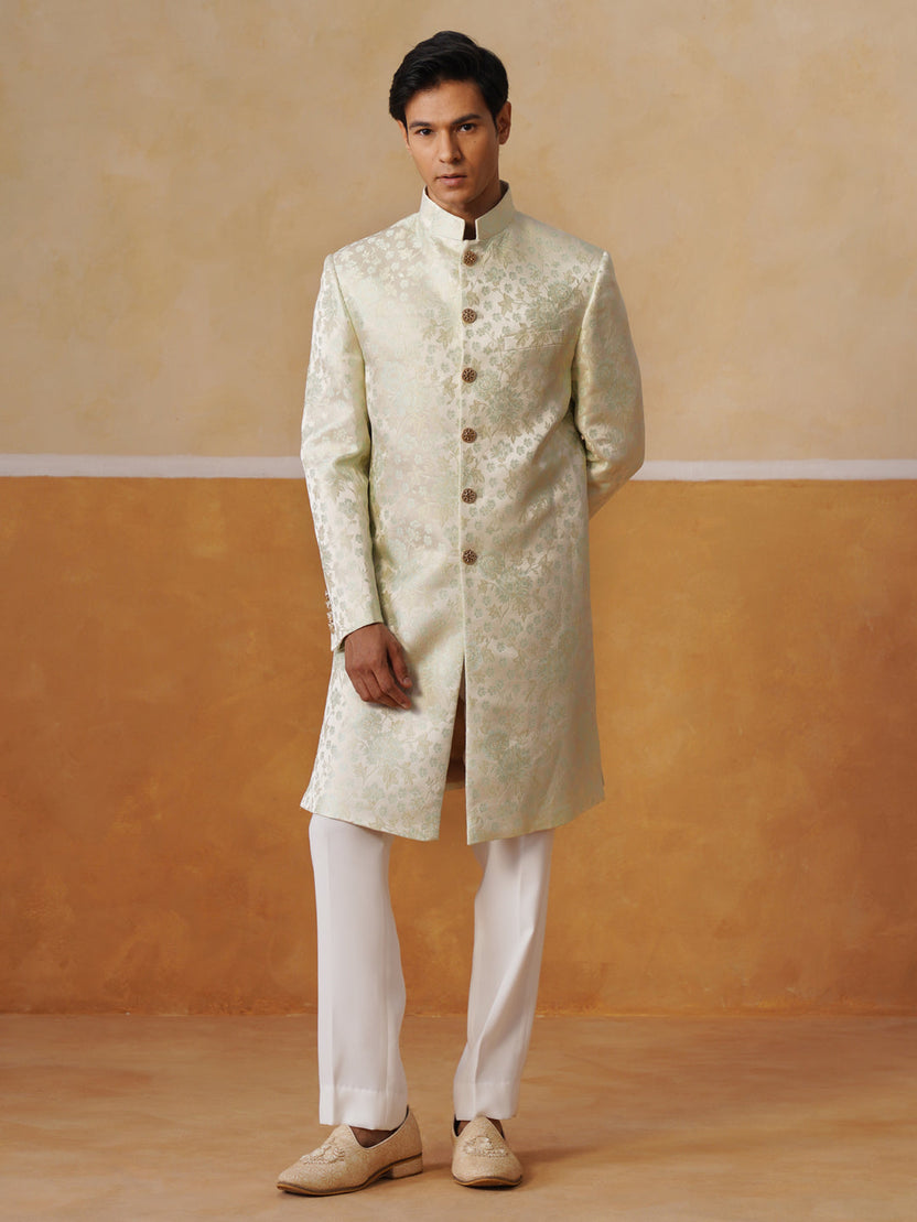 Men’s Pastel Green Long Waistcoat & Trouser Set
