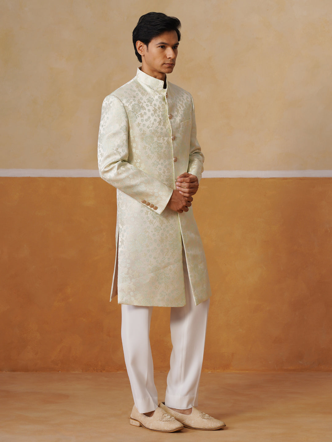 Men’s Pastel Green Long Waistcoat & Trouser Set