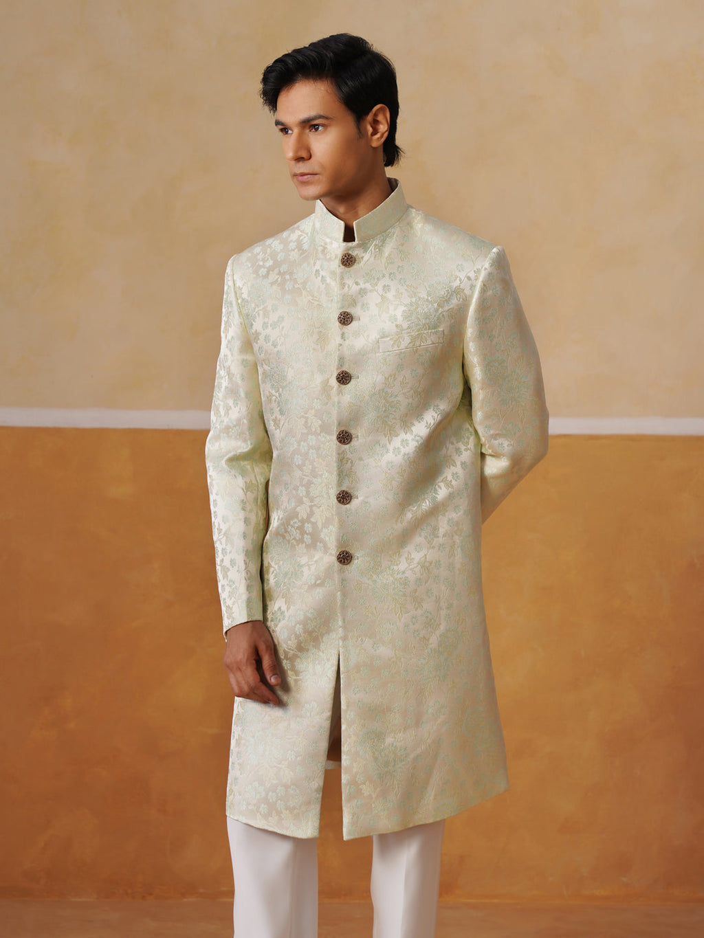 Men’s Pastel Green Long Waistcoat & Trouser Set
