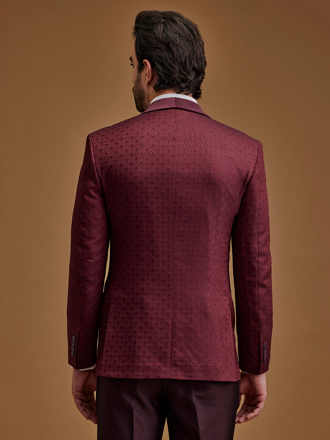 Maroon Printed Five Piece Suit