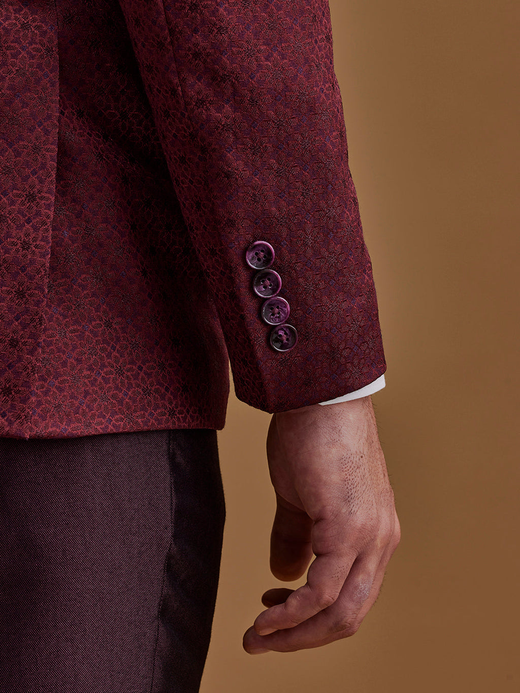 Maroon Printed Five Piece Suit