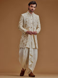 Embroidered With Zari Work Cream Achkan
