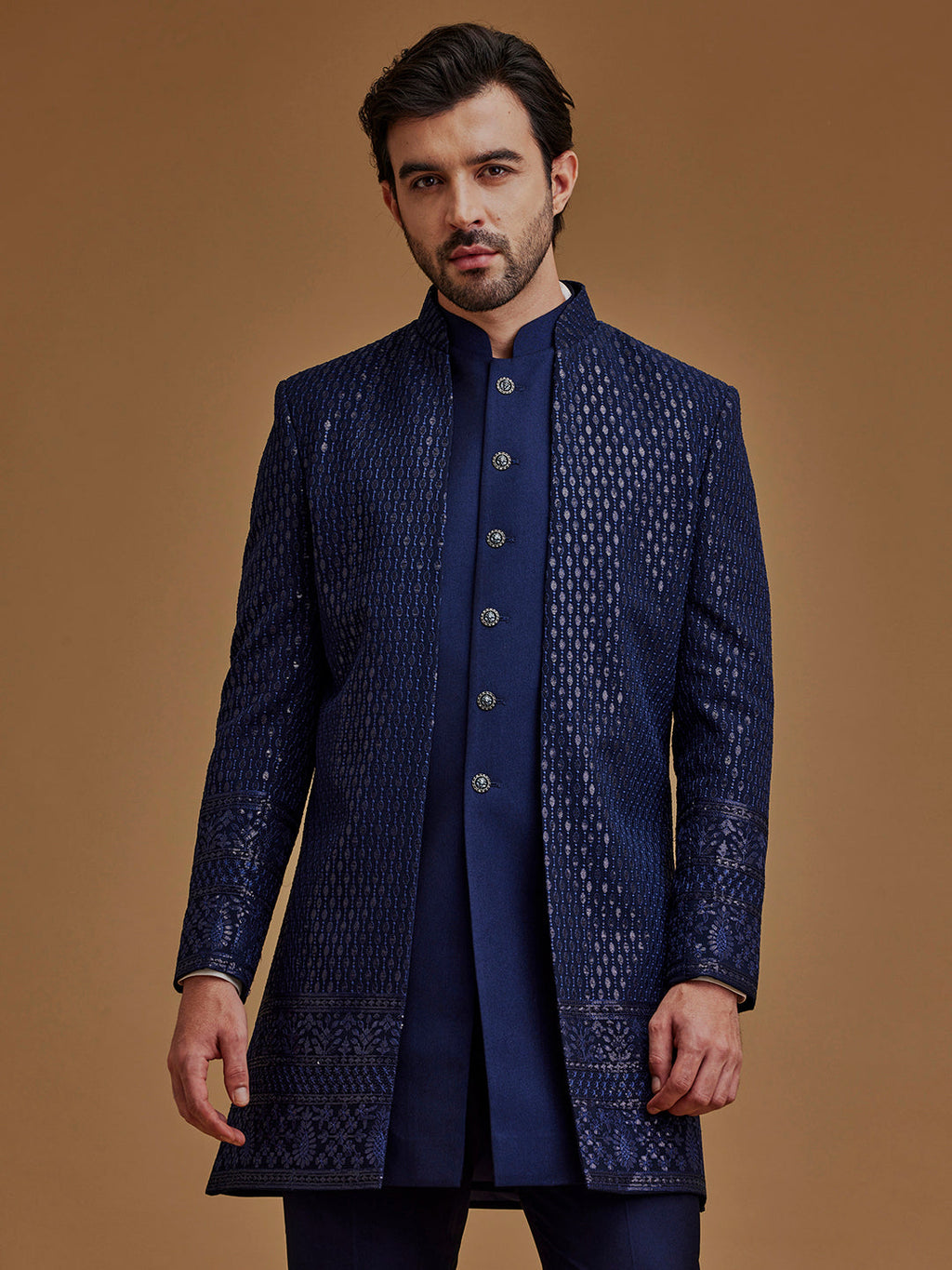 Sequence Work Blue Achkan