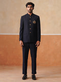Blue Solid Indo Western 2-Piece Bandhgala