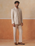 Beige Embroidered Indo Western 3-Piece Bandhgala