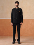 Black Embroidered Indo Western 2-Piece Bandhgala