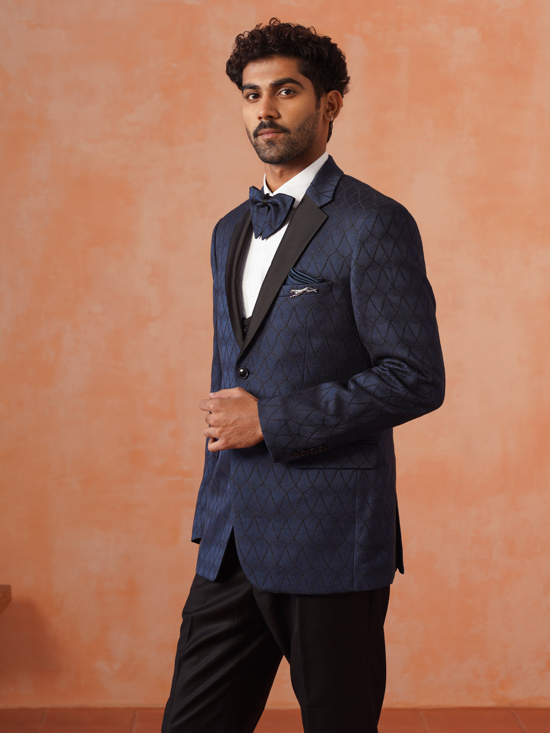Men's Regular Fit Teal Blue 5-Piece Suit