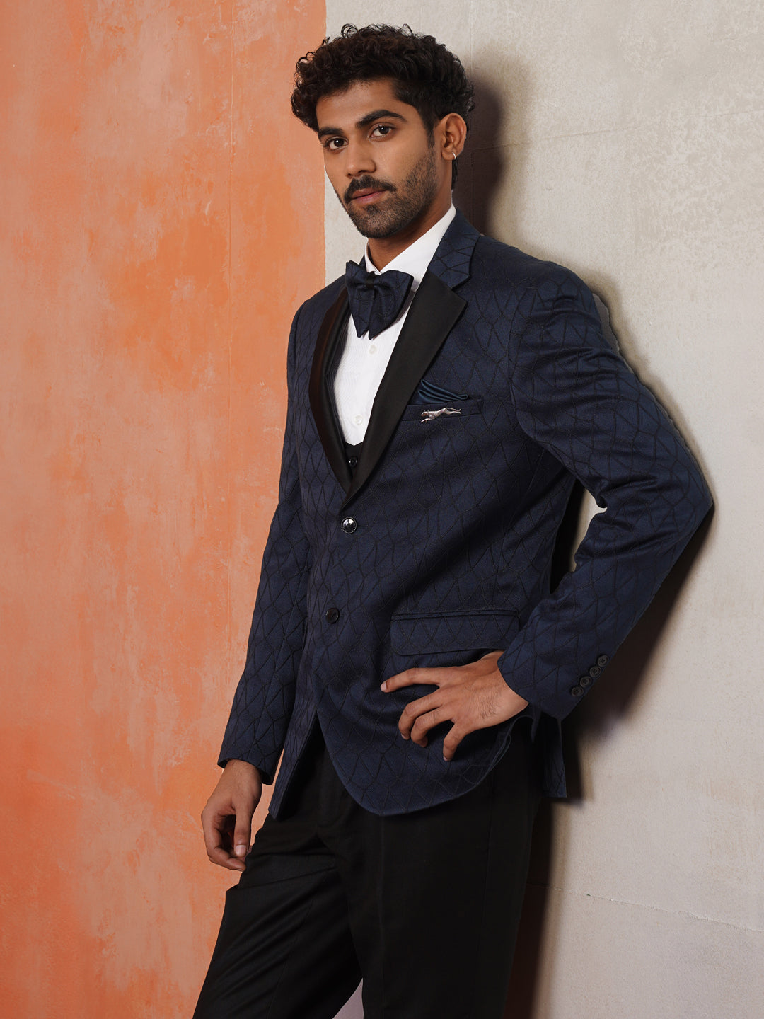 Men's Regular Fit Teal Blue 5-Piece Suit