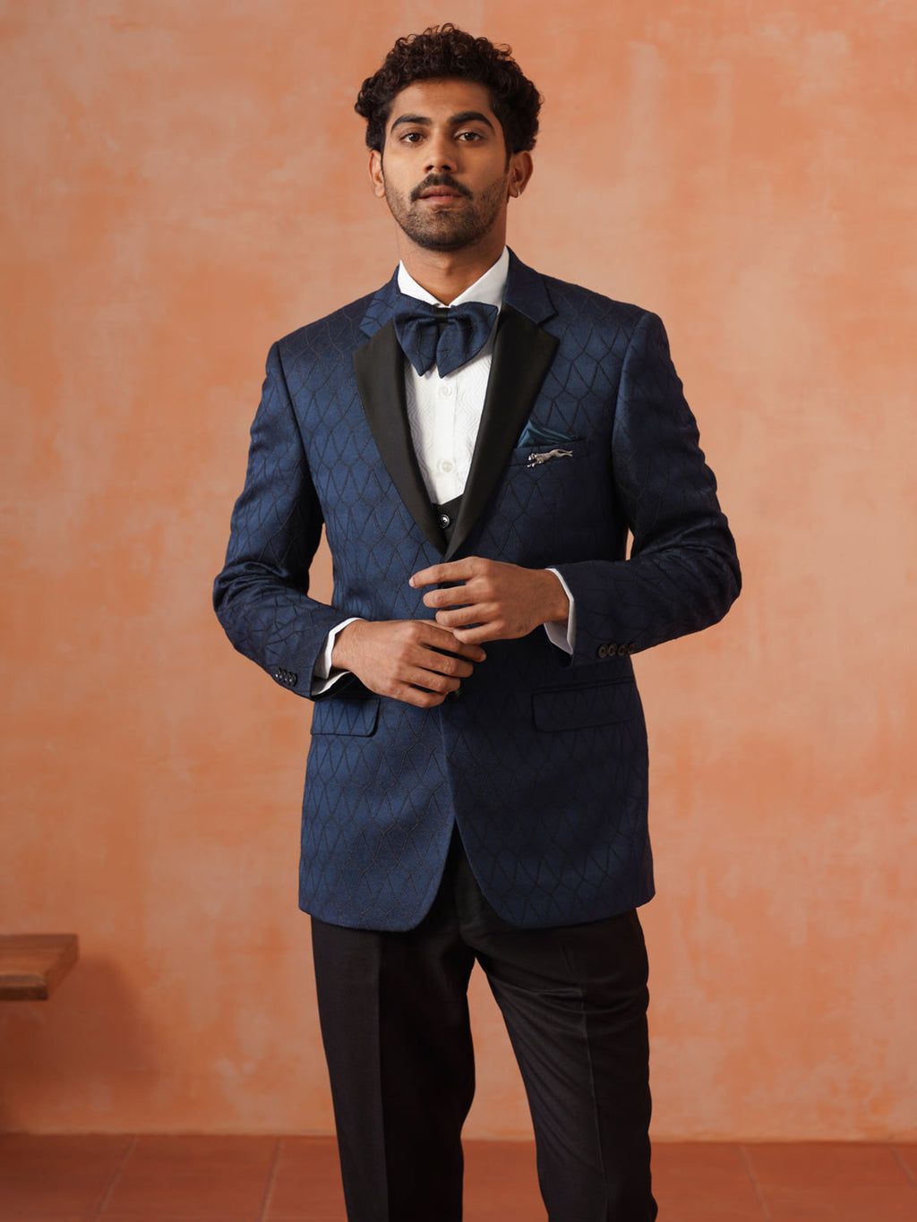 Men's Regular Fit Teal Blue 5-Piece Suit