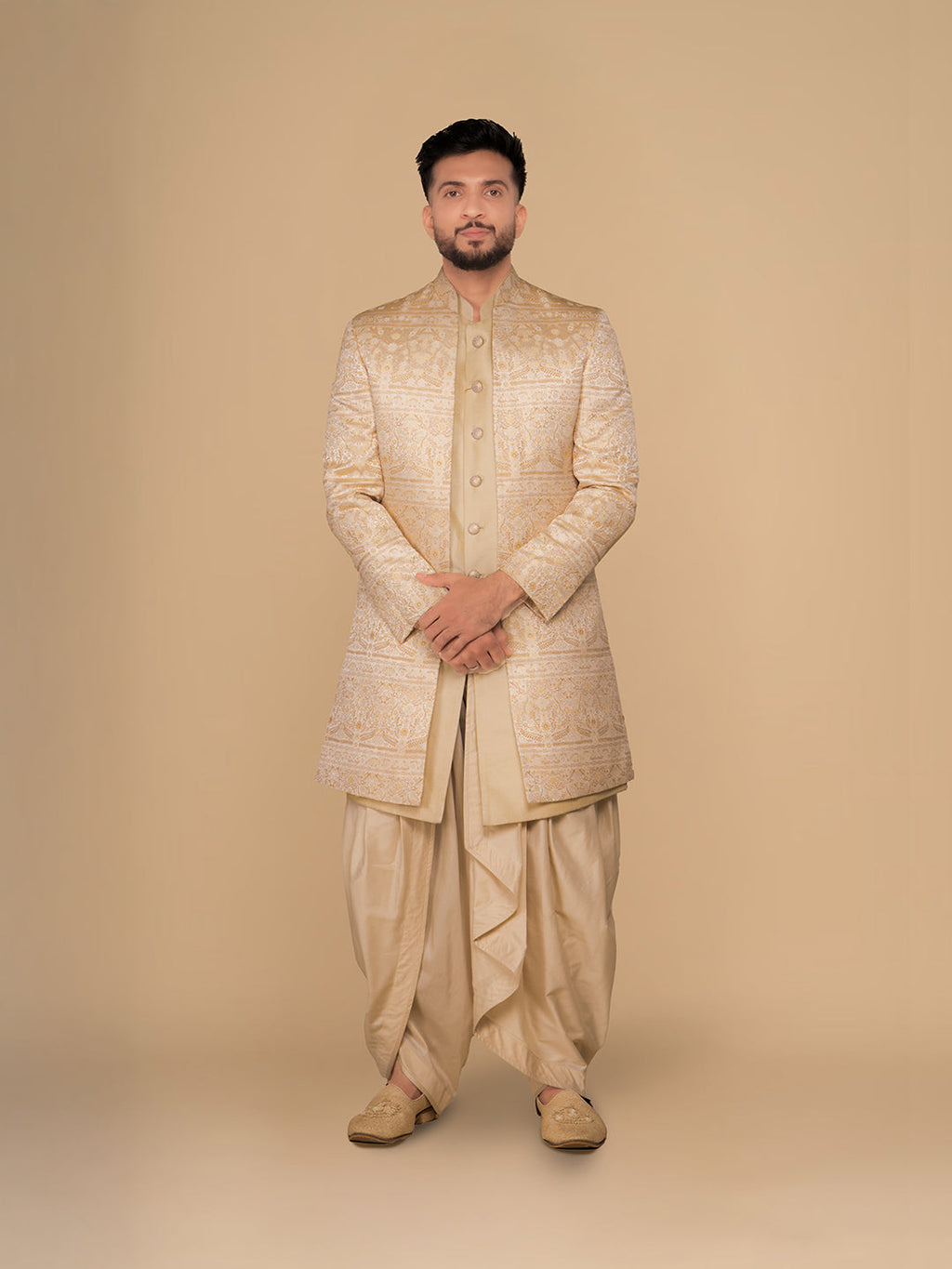 Men Cream Achkan
