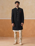 Textured Black Achkan