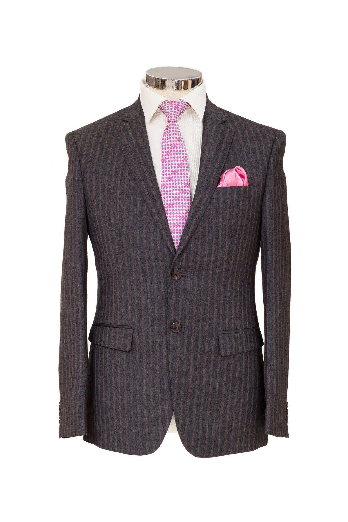 Men's 3 piece Checkered Business Suit - Grey - P N RAO