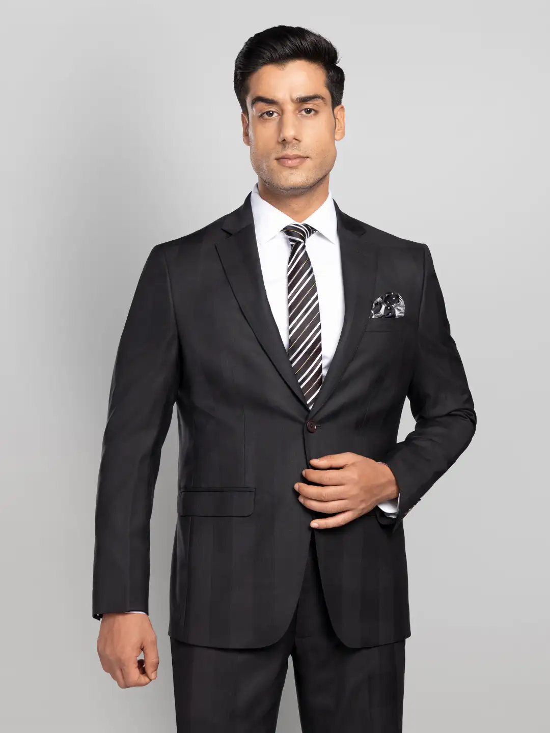 Men's 2 piece Business Suit - Black - P N RAO