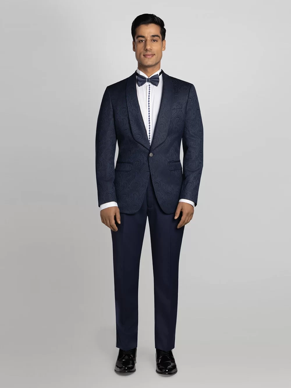 2 Piece Jacquard Tuxedo Suit - Blue