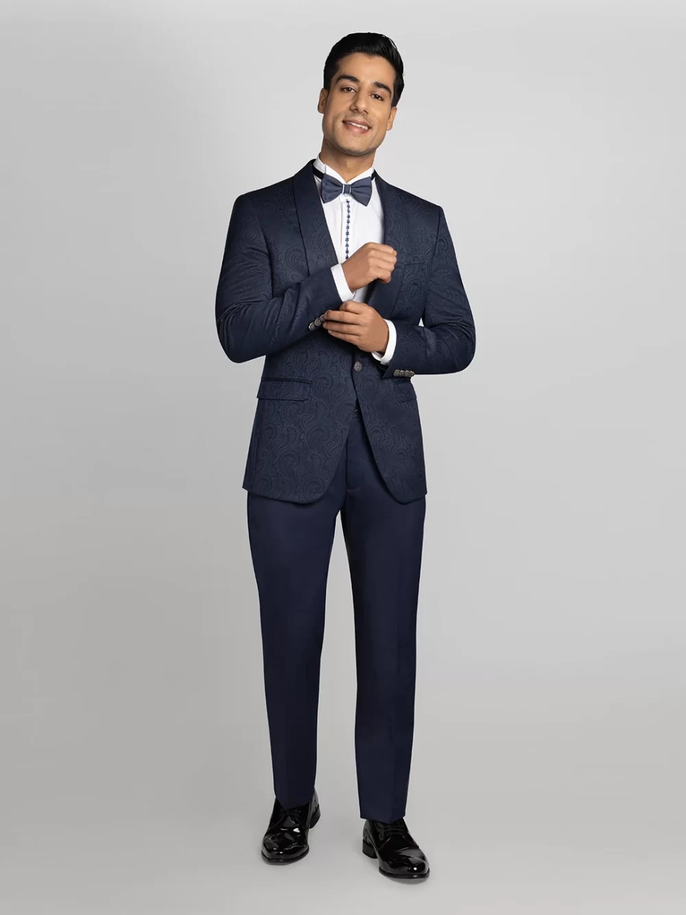 2 Piece Jacquard Tuxedo Suit - Blue